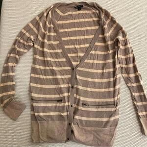 American Eagle Outfitters mauve and cream Striped Cardigan